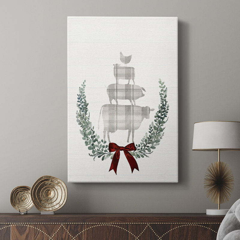 Yuletide Animals I -Custom Wrapped Gallery Cavas, 18" H x 12" W