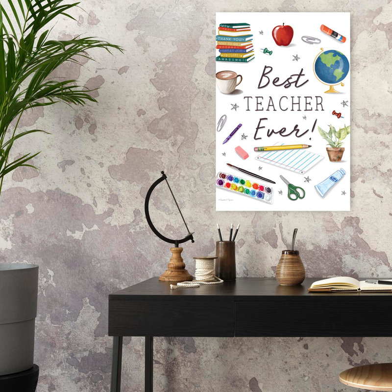 «Best Teacher Ever», art abstrait contemporain, H 24 po x l 16 po