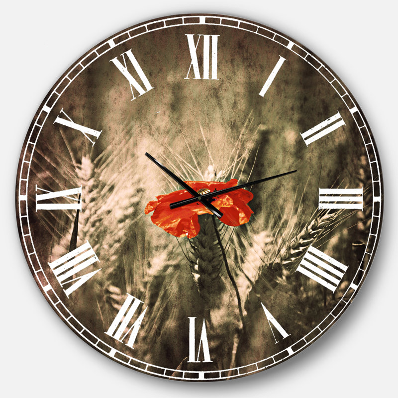 Sigle Red Poppies - Horloge murale traditionnelle, Surdimensionné