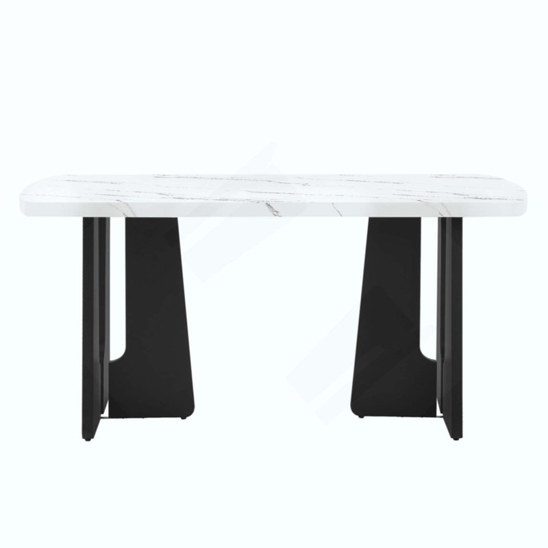 Table de salle à manger en faux marbre Modern Modern, Blanc