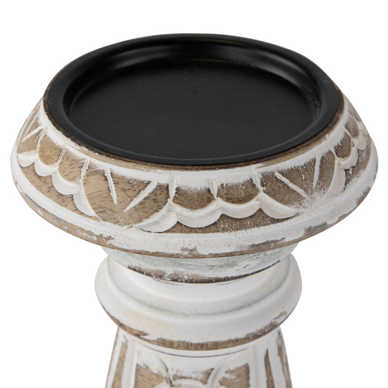 18'' H Wood Tabletop Pillar, Brushed White