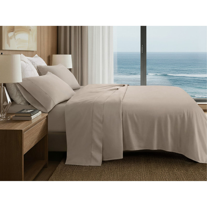 4 Pieces Split King Cotton Sheet Set,Linen