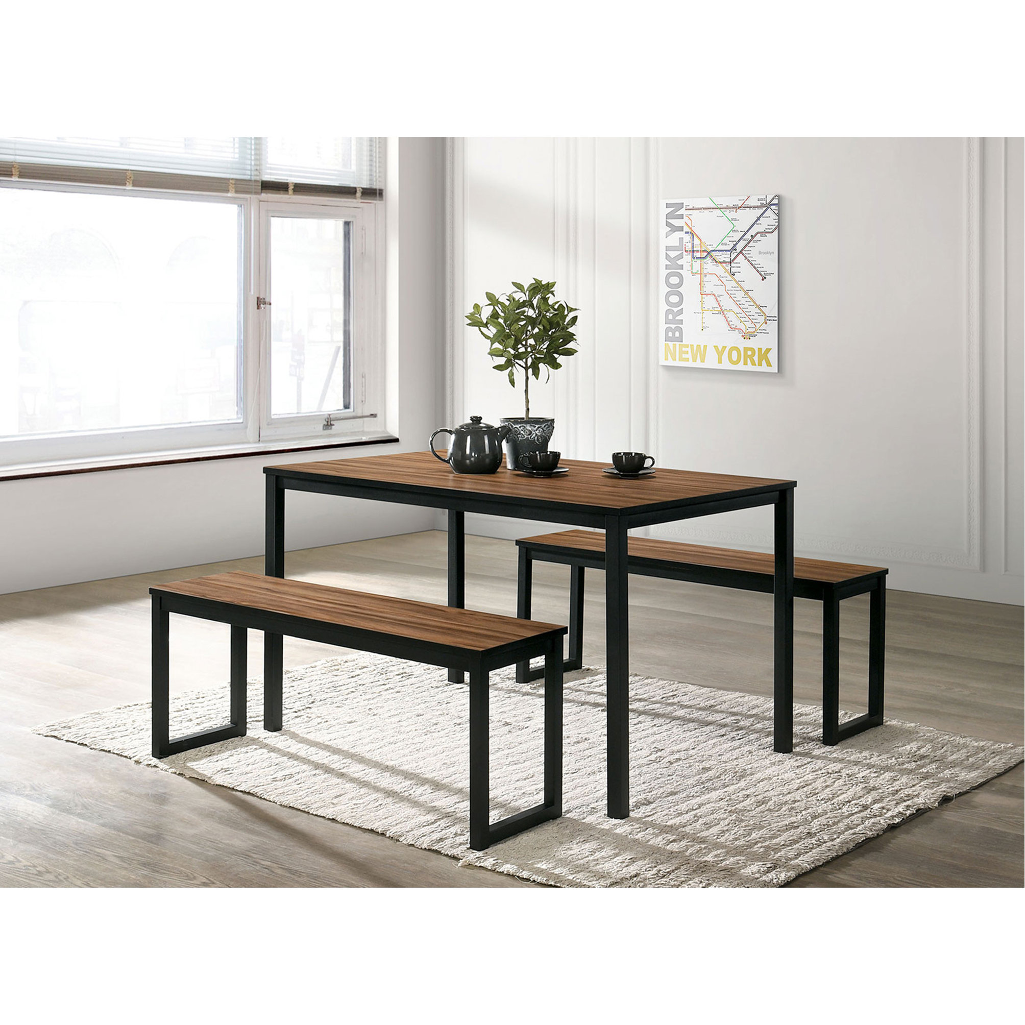 Trent Austin Design Industrial Style 3Pc Dining Set 1X Dining Table 2X ...