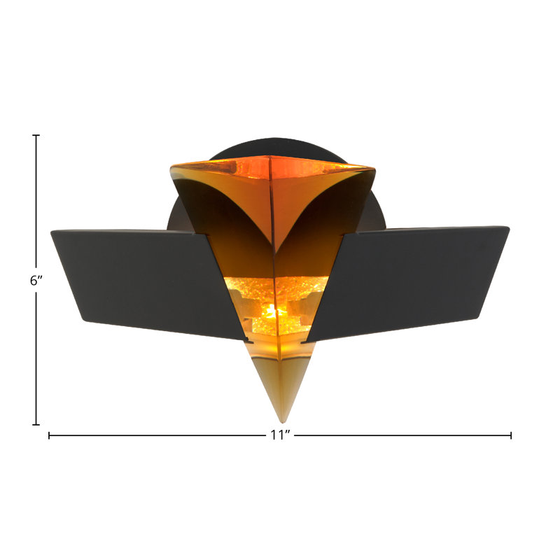 Prisma 1-Light Glass Wall Sconce, Topaz, Matte Black