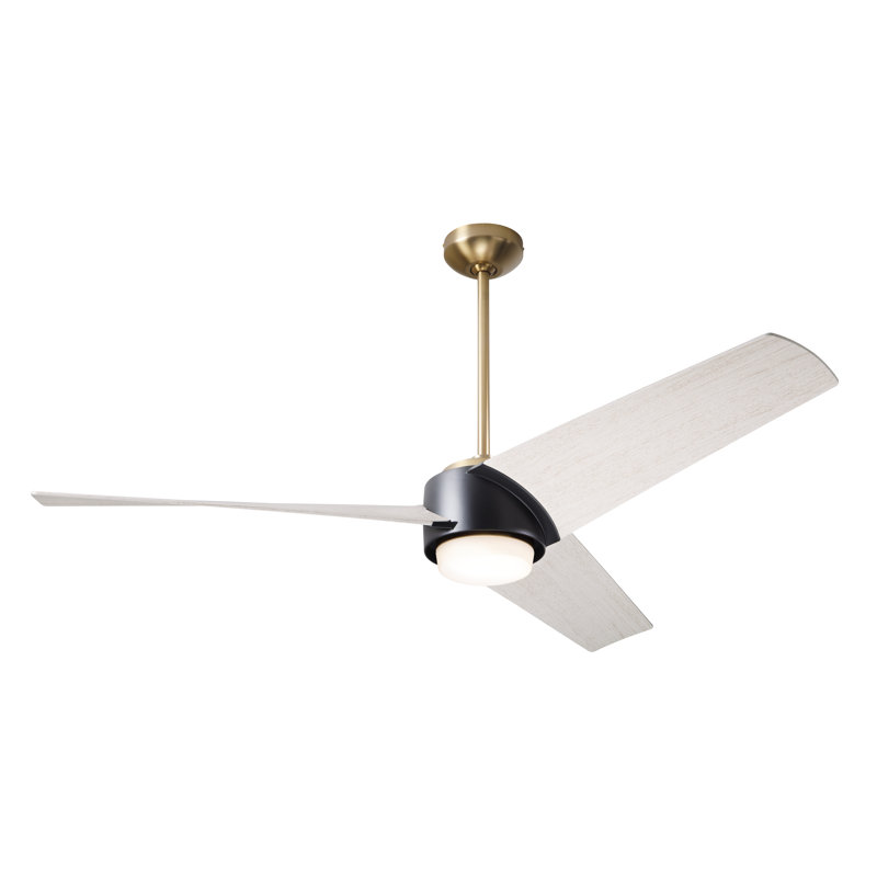 Ambit 56'' Ceiling Fan with LED Lights, Whitewash, Satin Brass/Matte Black, Wall Control