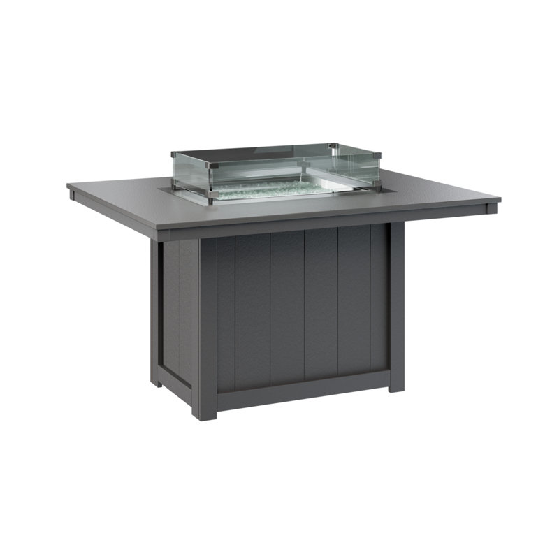 Foyer de table rectangulaire 54 po Berlin Gardens Donoma, Plateau martelé en acier inoxydable avec base gri