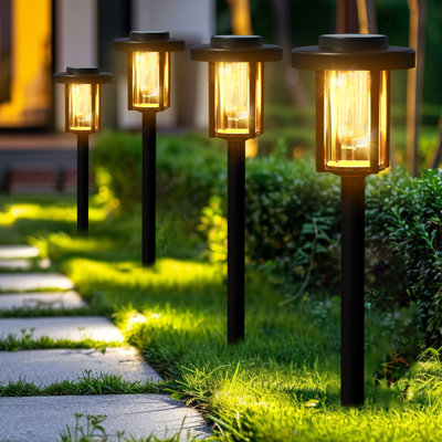 Paquet de 8 lumières de sentier solaires pour jardin et allée, éclairage de paysage extérieur imperméable IP65, décor à énergie solaire blanc chaud