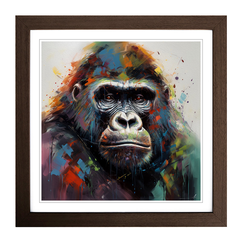 Gorilla Abstract No.5 - Framed Print, Walnut