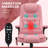 High Back Vibration Massage Office Chair With 6 Vibration Points, Heated Reclining PU Leather Computer Chair With Armrest And Remote-1787121187