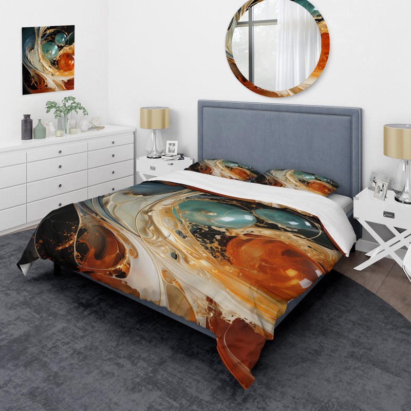 Ensemble de housse de couette White Abstract, Housse de couette pour grand lit