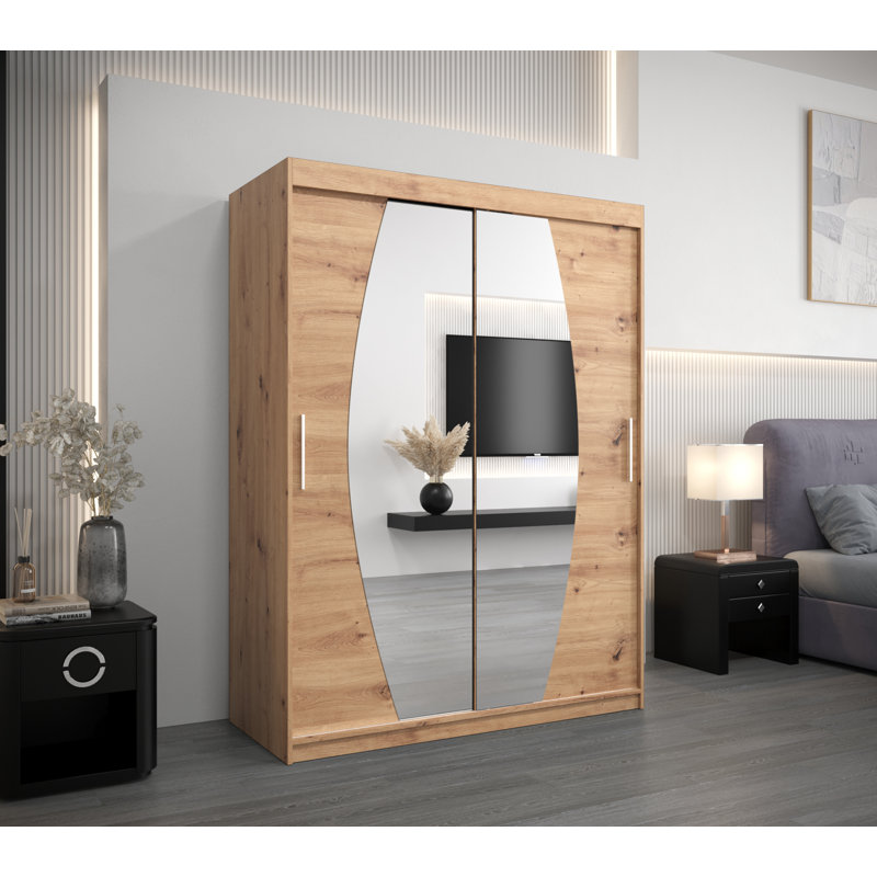 Edaline 2 Door Manufactured Wood Wardrobe, Oak Artisan