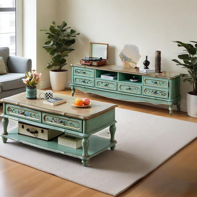 American-style painted TV cabinet and coffee table