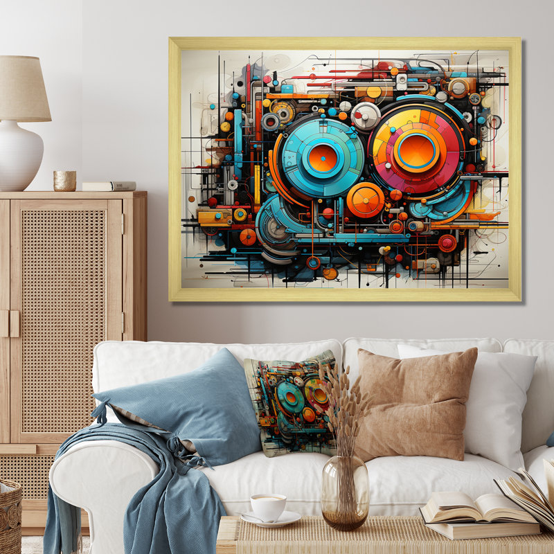 Futuriste fusion II - impression, Cadre doré à une seule photo, H 16 po x l 32 po x P 1 po