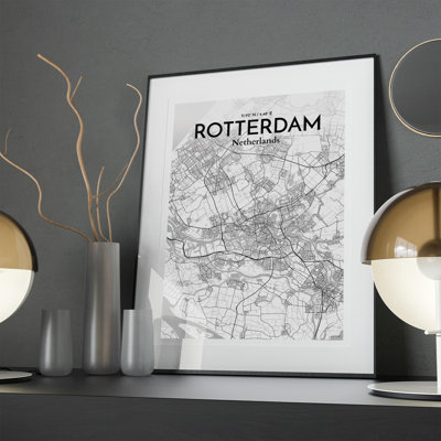 Rotterdam City Map In Tones - No Frame Print