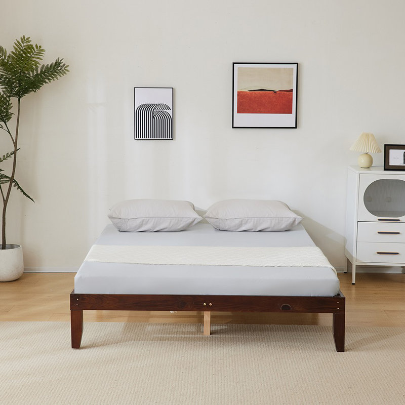 Basic Wooden Bed Frame, Brown, Queen
