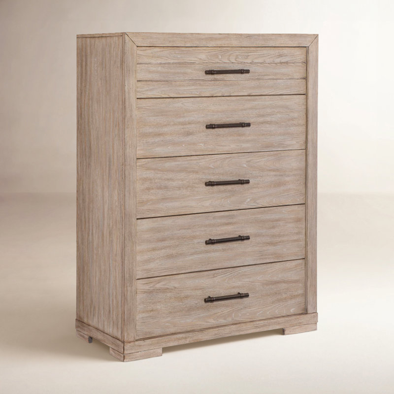 Commode 5 tiroirs l 44 po Appleton, Chêne vieilli