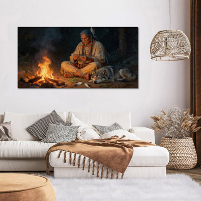 Crosslin Canvas Wall Art - Cultural Indian Picture Print Artwork for Home and Office Decor, Wrapped Canvas Painting with Serene Atmosphere, 12×24 inches