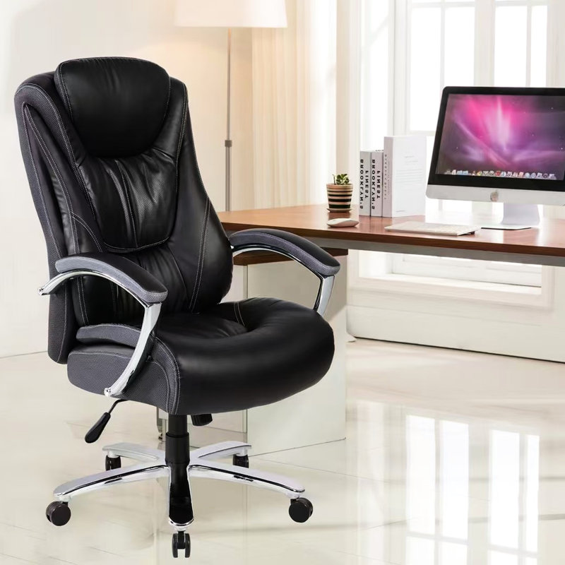 Chaise de bureau haute hauteur réglable avec système de soutien de la colonne vertébrale ergonomique, revêtement doux, limite de poids de 300 lb, base en acier, roulettes qui ne se rayent pas, hauteur d'apparence moderne, pour lombaire