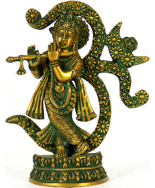 Flûte Krishna, sur fond d'Om