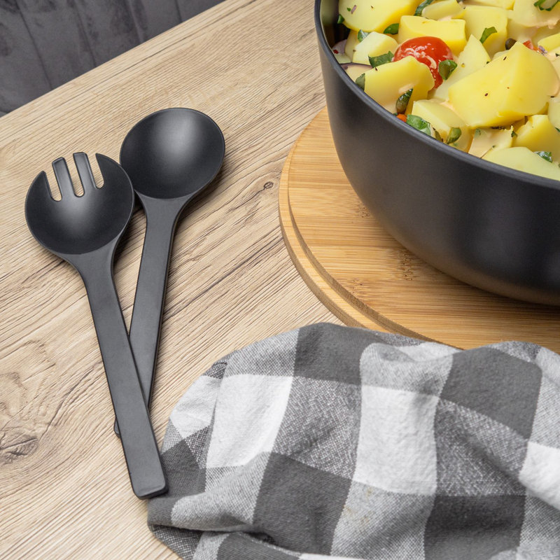 Latitude Run Atle Melamine Salad Bowl, Black