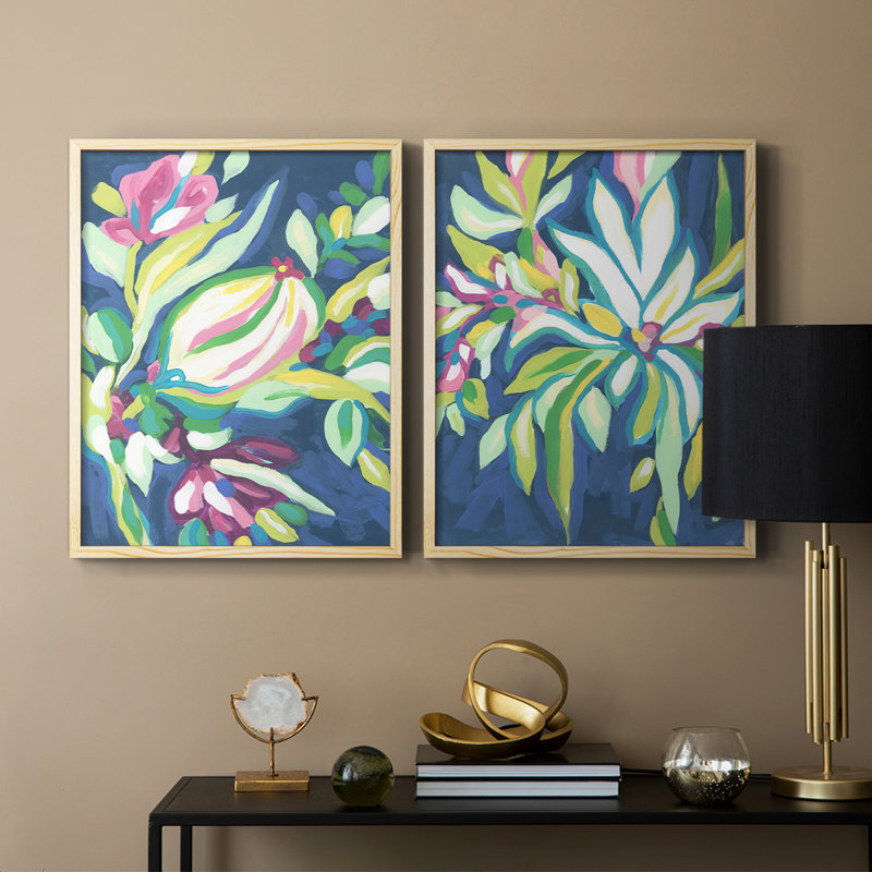 Blue Tropics III - reproduction encadrée de qualité supérieure - prête à être accrochée - aucun clou requis - aucun clou requis