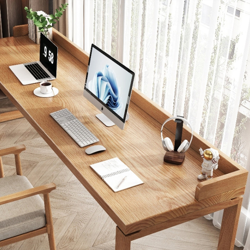Bureau rectangulaire brun en bois massif, H 29,53 po x l 55,12 po x P 27,56 po