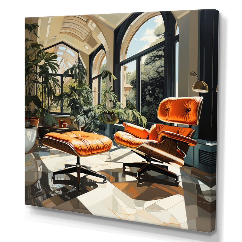 Chaises emblématiques Coral Green Mid Century - impression, H 16 po x l 16 po x P 1 po, Toile tendue