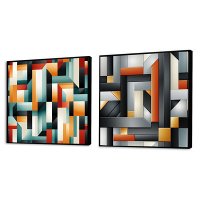 Crusado - Ensemble de 2 collages carrés à formes abstraites