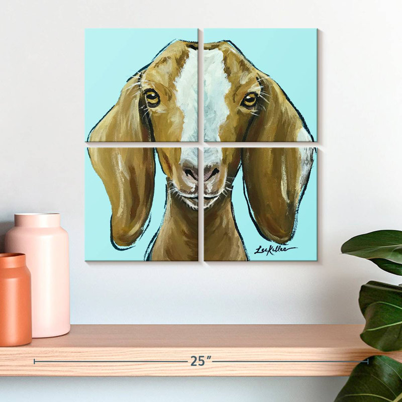 Brampt Goat Square Blue, 18" H x 18" W