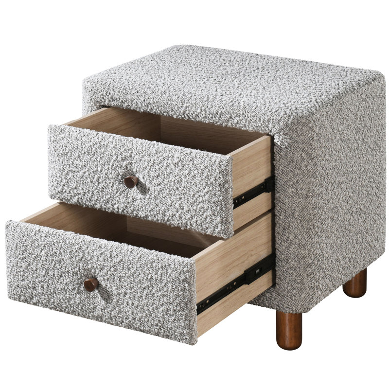 Table de chevet grise 2 à 2 tiroirs Grey Boucle