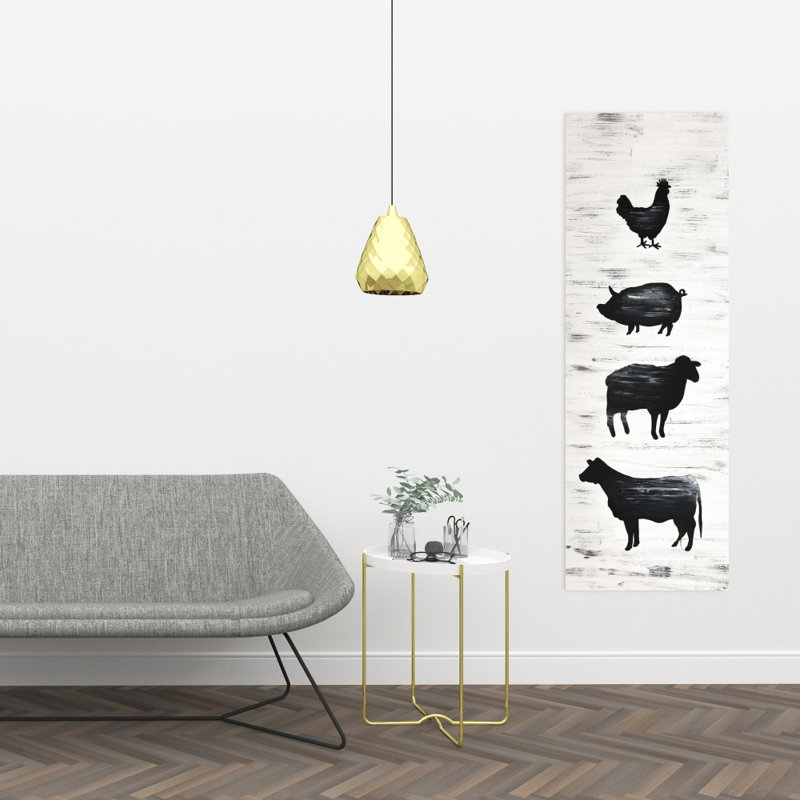 Toile d'animaux de ferme | Décoration murale noir et blanc