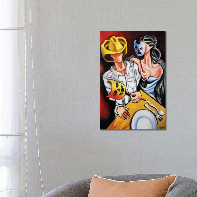 Bad Weather Good Face by Dixie Miguez - Painting on Canvas, 66.04cm H x 45.72cm W x 3.81cm D, Black Framed