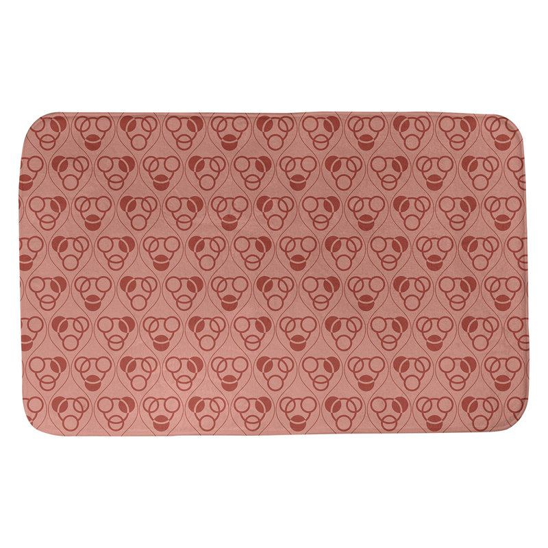 Tapis de bain géométrique rectangulaire antidérapant Circles Waves, l 21 po x L 34 po, Rouge