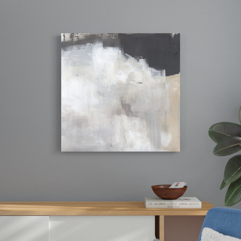 «Neutral Abstract I» par Jennifer Paxton Parker - peinture sur toile tendue, H 30 po x l 30 po, Non, Toile encadrée noire