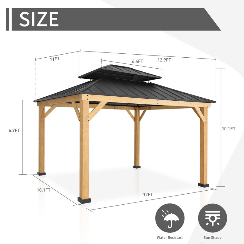 13 pi. L 11 pi. X P 11 pi. D Pavillon de jardin en acier