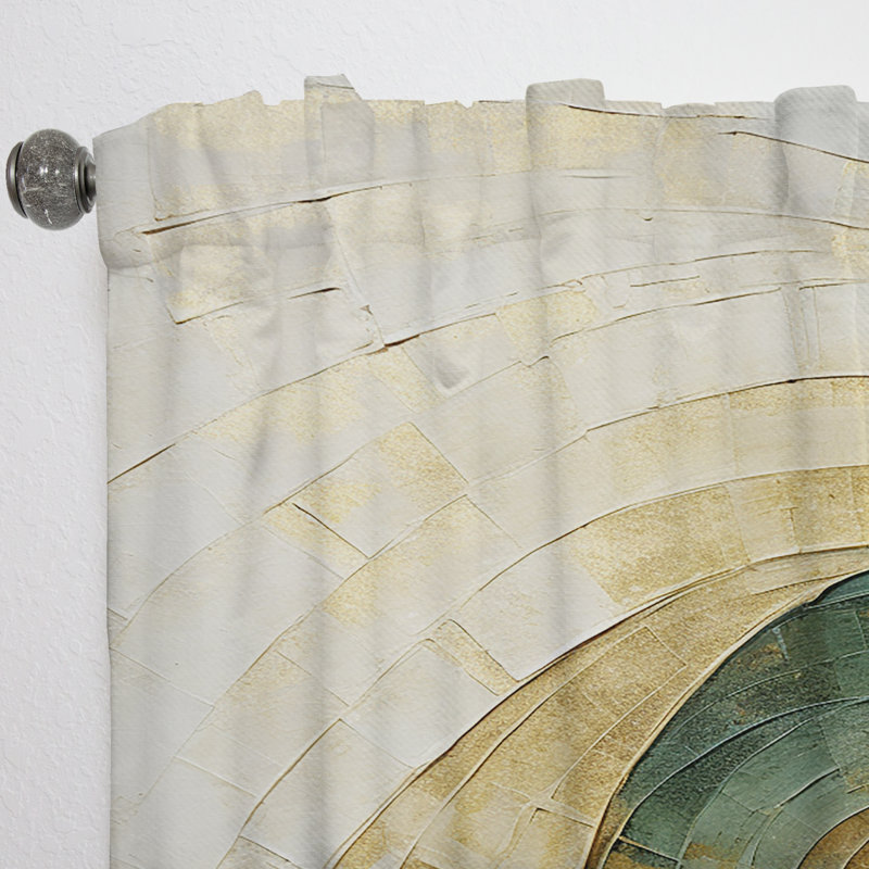 Raisa Beige Minimalism Spiral Potteries - Modern Curtain - Velvet Room Darkening - 1 Panel, 52" W x 120" L