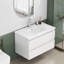 Meuble-lavabo de salle de bain avec lavabo de 80 cm (31,5 pouces), 2 tiroirs spacieux à fermeture amortie, poignée, blanc brillant, solution idéale pour les espaces de taille moyenne.