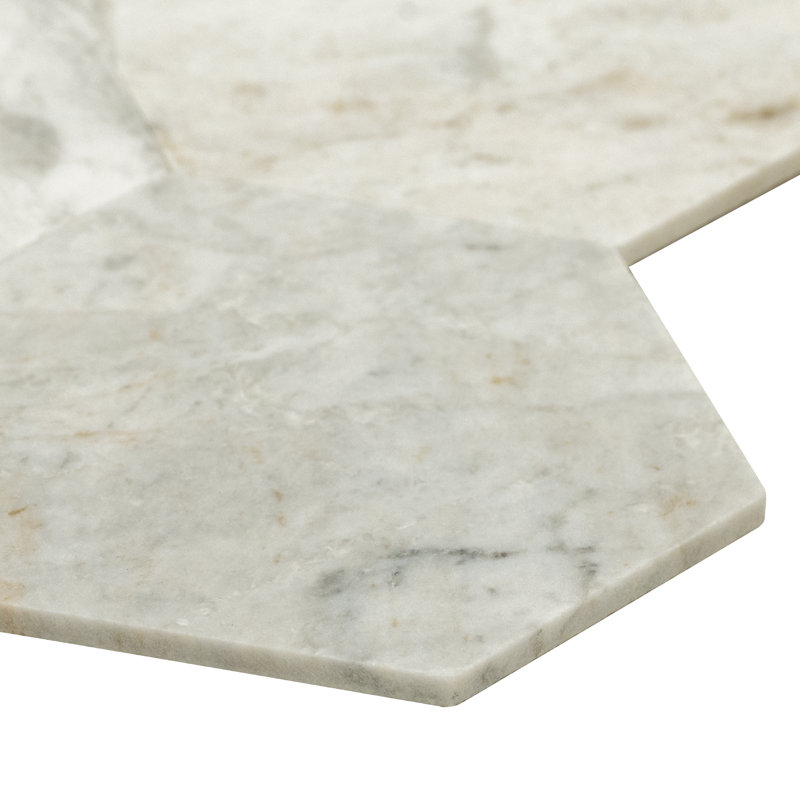 Tactiq Castella de Blanc Hexagon 10 in. x 12 in. Honed Marble Mosaic Floor and Wall Tile