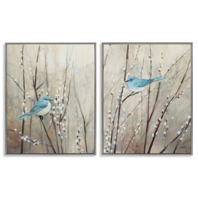 Oiseaux bleus «Peaceful perché» par Julia Purinton, Estampe numérique Farmhouse, H 30 po x l 24 po