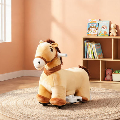 Poney compact pour enfants de 18 à 36 mois, L 27,2 po x l 13,4 po x H 20,9 po, finition moelleuse brun riche