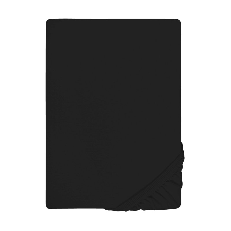 100% Cotton Jersey Knit Fitted Sheet, Black, 90-100 x 190-220 cm