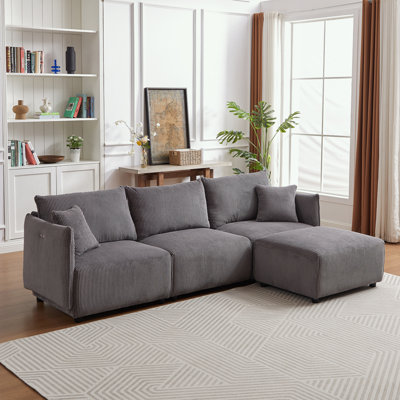 Canapé de style combiné avec 2 coussins et ports de charge USB et C