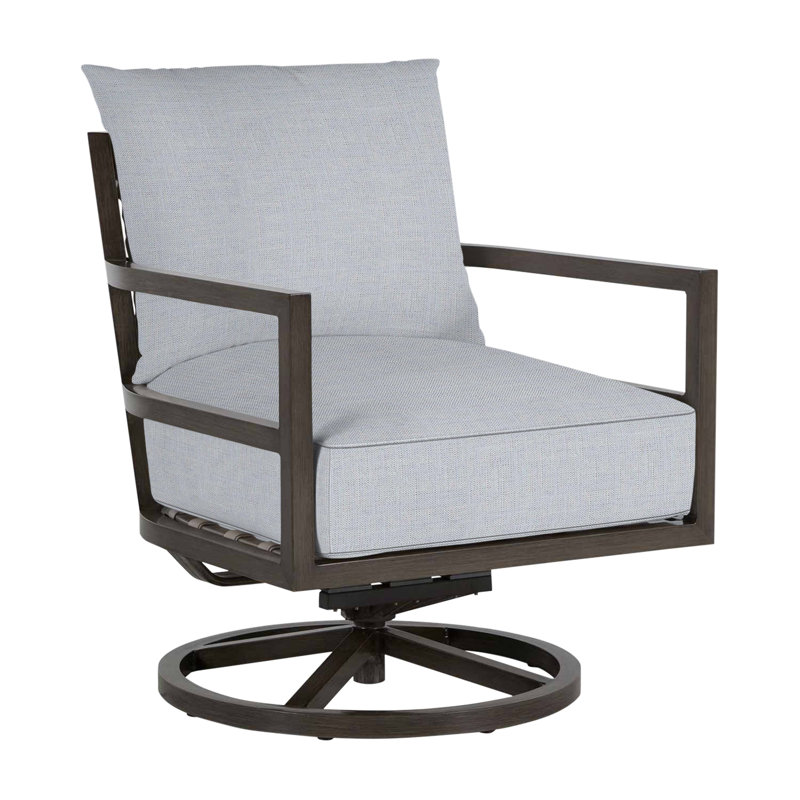 Santa Barbara Swivel Patio Chair, Welt, Linen Chambray, Standard Plus