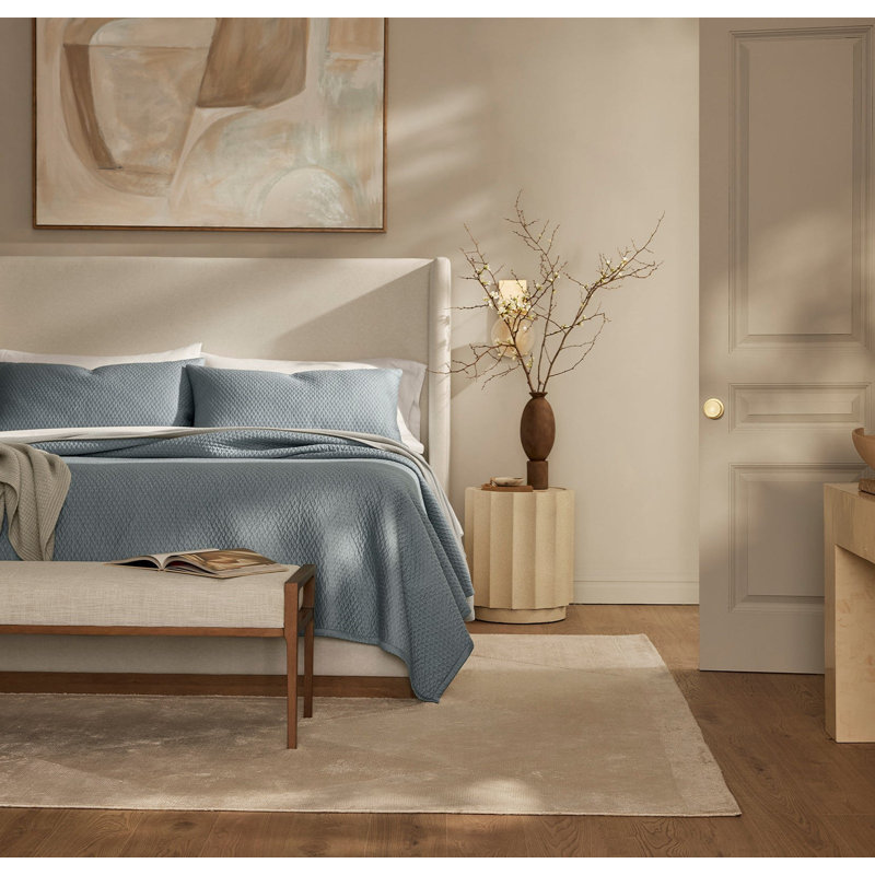 Signature Textured Stitch Quilted Sham, Standard Sham, Bluestone