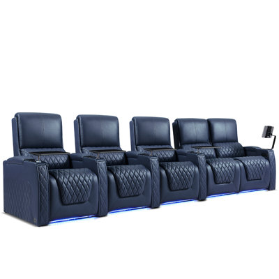 Haiylee Zero Gravity Home Theater Seating Top Grain Leather Recliner Sofa Power Headrest Footrest