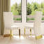 Ensemble de table de salle à manger 6 pièces blanc et doré avec banc et 4 chaises en cuir blanc