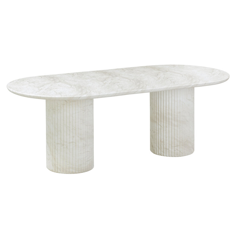 Tov Furniture Brut White Marble Pattern Indoor/Outdoor Dining Table, White