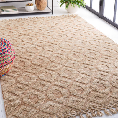 Avaah Natural Fiber Flat Weave Jute/Wool/Cotton Geometric Rug in Natural/Beige
