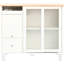 Îlot de cuisine blanc avec abattant, lumières à DEL, 2 portes coulissantes en verre, 1 porte d'armoire rabattable, tablette réglable, tiroirs (modernes) (grands tiroirs cannelés de style scandinave)