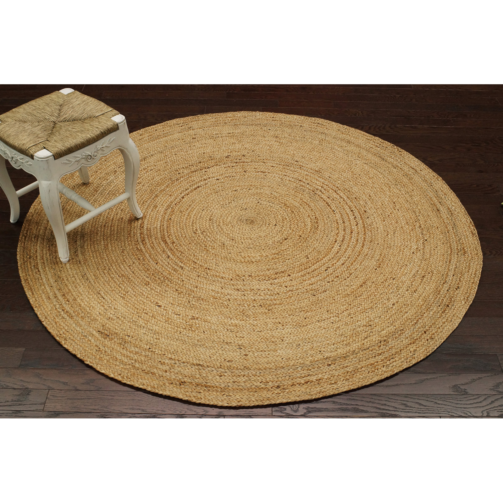 Natural Hand-Woven Jute Rug, Round 8'